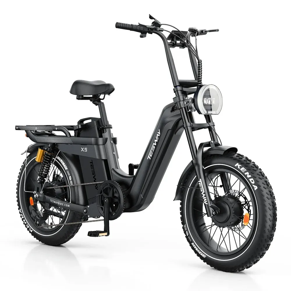 TESWAY X5 AWD Dual Motor Step-Thru E-Bike | 3600W Peak Power & 52V 60Ah Fat Tire Electric Bicycle